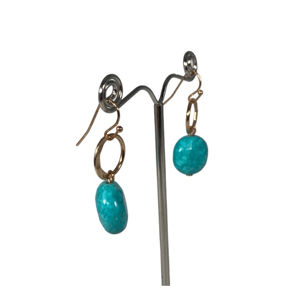 Gold and Turquoise Earrings - Picture 2 of 3